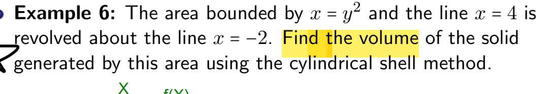 2. Find the volume of the solid generated by this area using