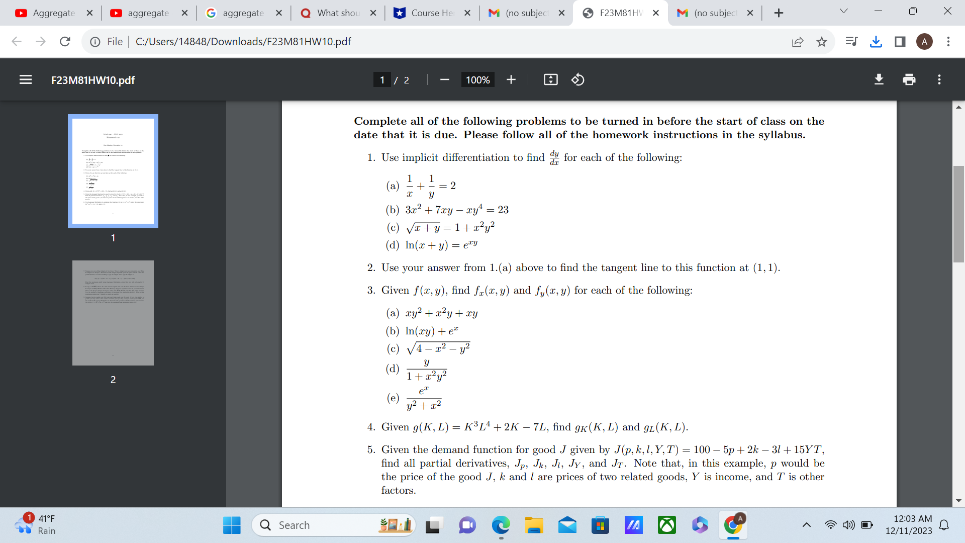 F23M81HW10.pdf 1 / 2 100% + Complete all of the following problems