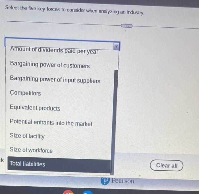 Amount of dividends paid per year Bargaining power of customers Bargaining power