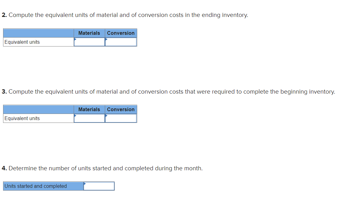 The following data are for the most recent month of operations in
