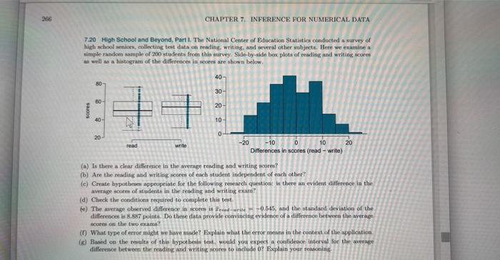 266 CHAPTER 7. INFERENCE FOR NUMERICAL DATA 7.20 High School and