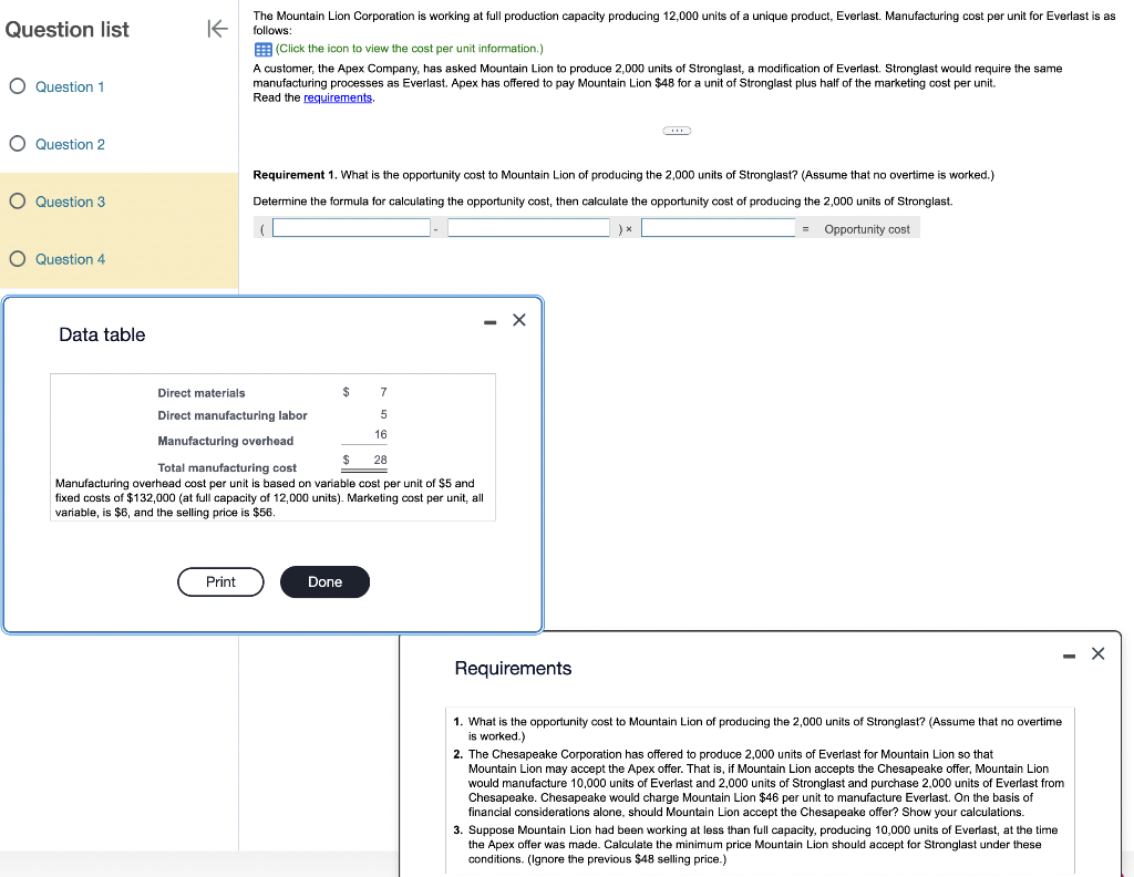  list K Question 1 Question 2 Question 3 O Question 4