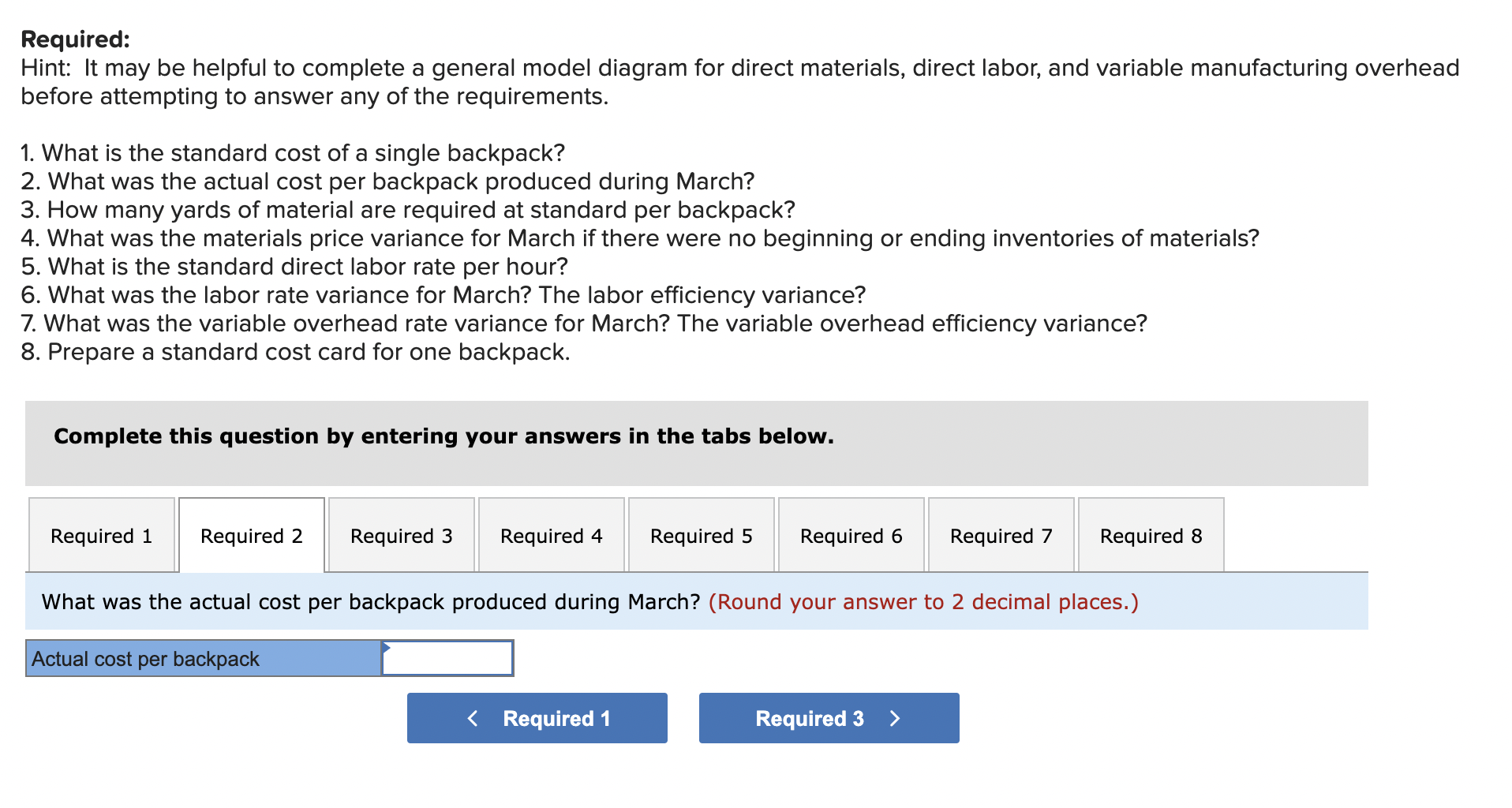 unit Standard Quantity or Hours ? Standard Price or Rate $ 6.00