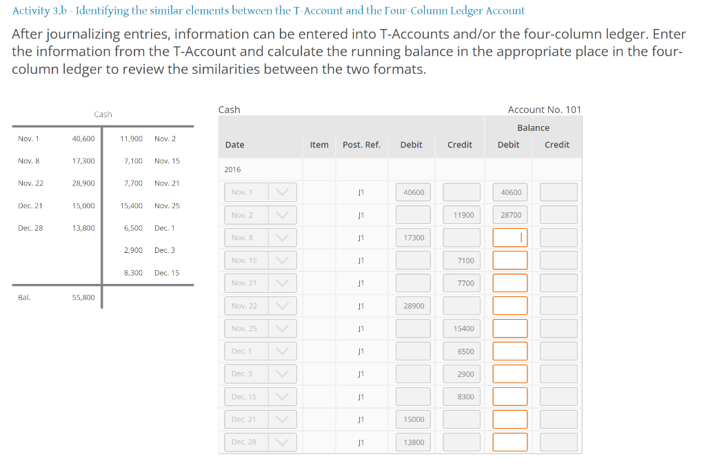  Activity 3.b - Identifying the similar elements between the T-Account and