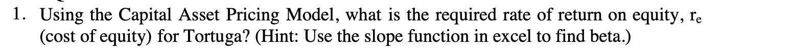  1. Using the Capital Asset Pricing Model, what is the required
