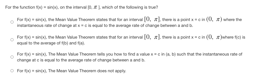 of change at x = c is equal to the average rate