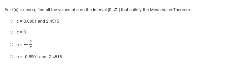 there is a point x = c in ((), )where f(c) is