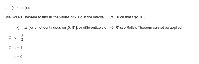 change at c is equal to the average rate of change between