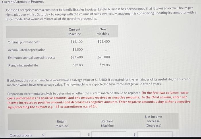  Current Attempt in Progress Johnson Enterprises uses a computer to handle