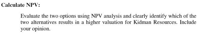 clearly identify which of the two alternatives results in a higher valuation
