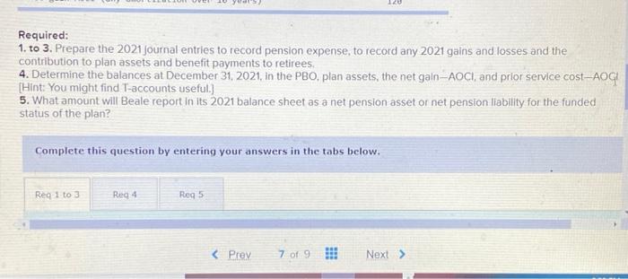 31, 2021 (the end of Beale's fiscal year), the following pension-related data