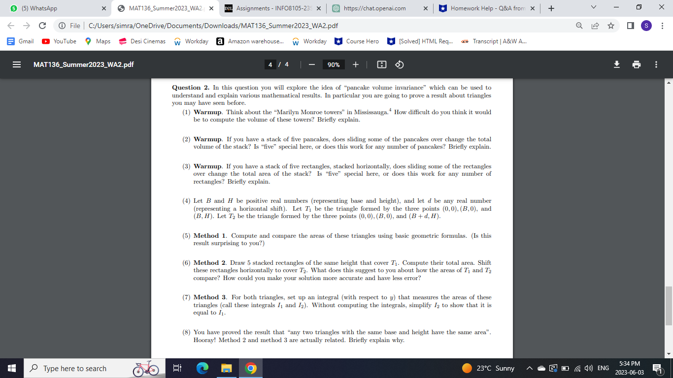 list of (reasonable) measurements 1 point for a reasonable estimate for the