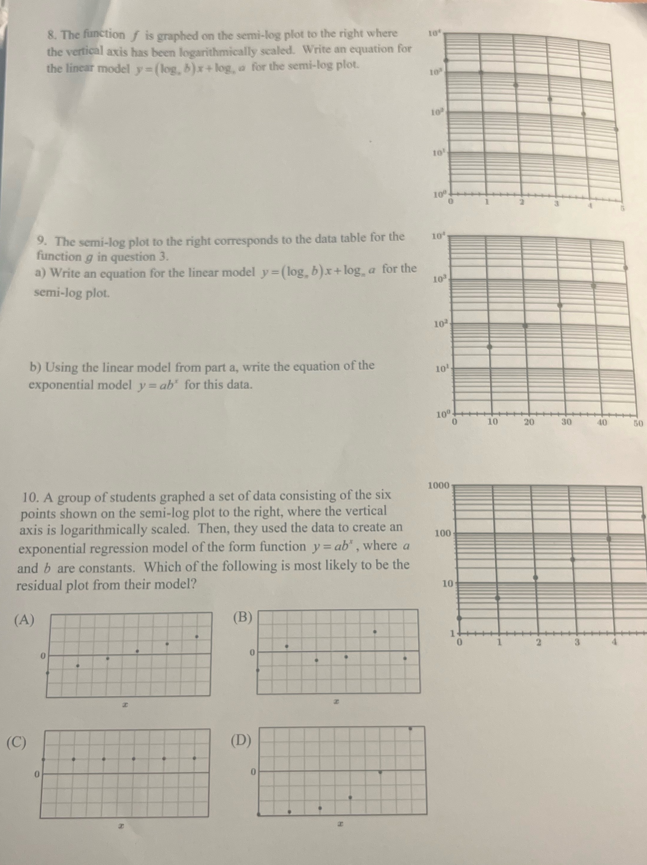 the right where 10 the vertical axis has been logarithmically scaled. Write