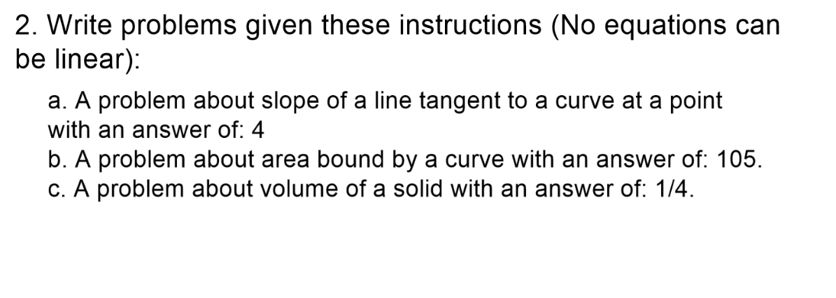 a. A problem about slope of a line tangent to a curve