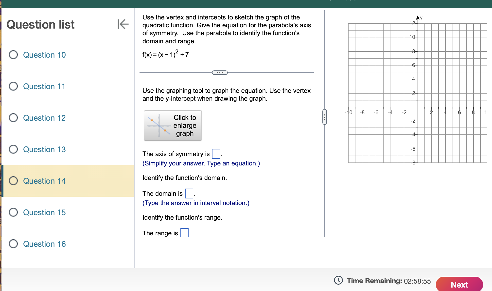02:59:01 m Question list 0 Question 10 0 Question 11 0 Question