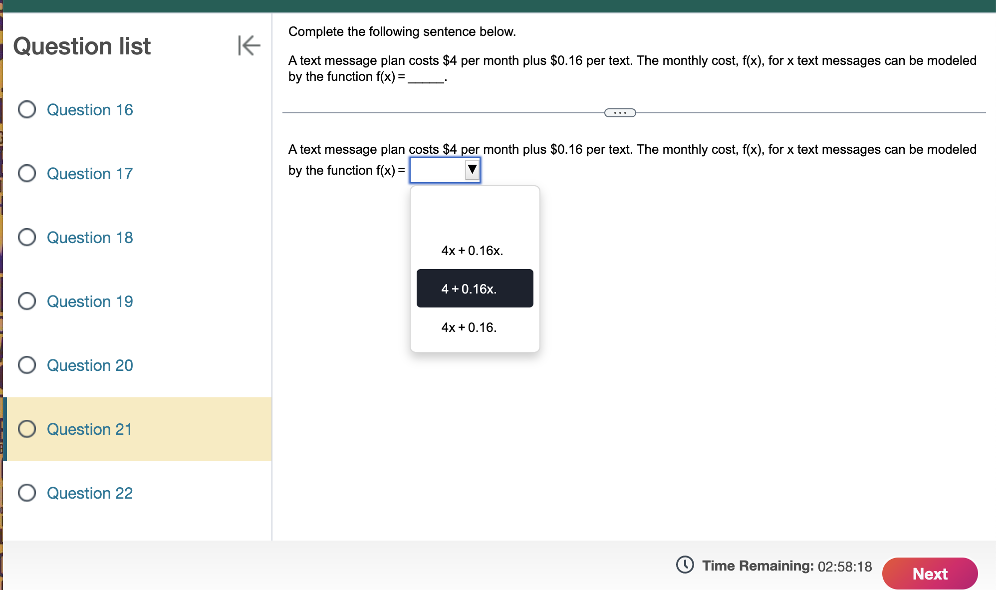 to sketch the graph of the quadratic function. Give the equation for