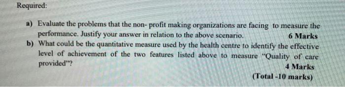 Required: a) Evaluate the problems that the non-profit making organizations are