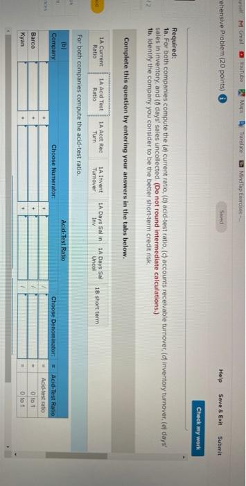 Check my work Assets Cash Barco Company Company Kyan Barco Company Kyan