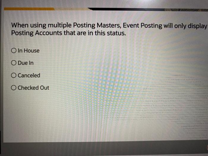  When using multiple Posting Masters, Event Posting will only display Posting