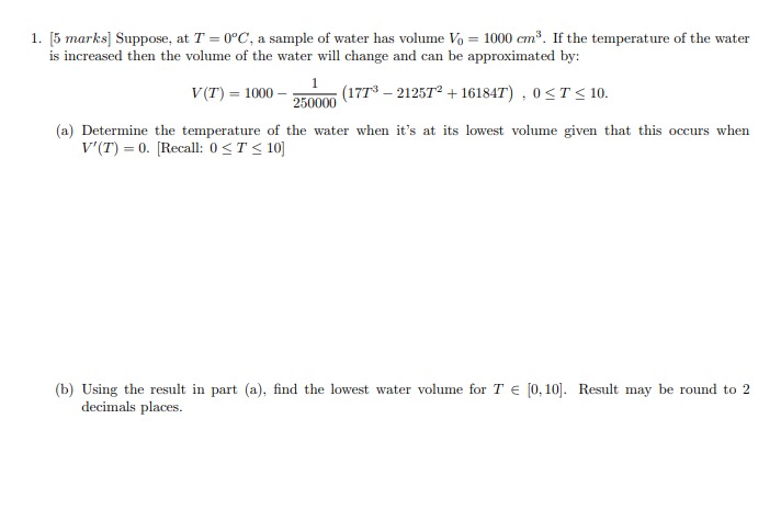  1. [5 marks] Suppose, at T = 0"C, a sample of
