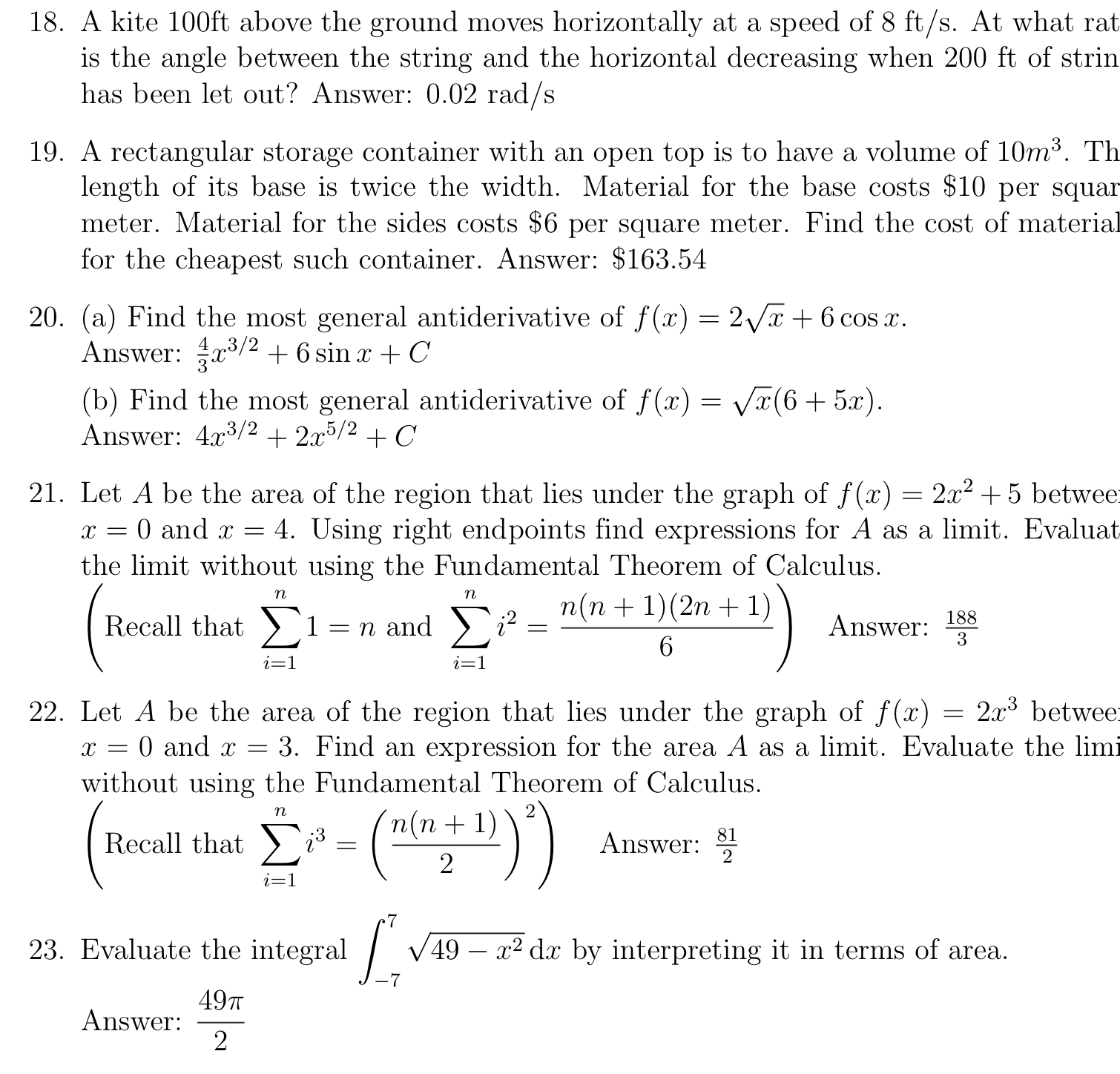Ve (j) lim vax sin - Answer: 0 5x 2. Find all