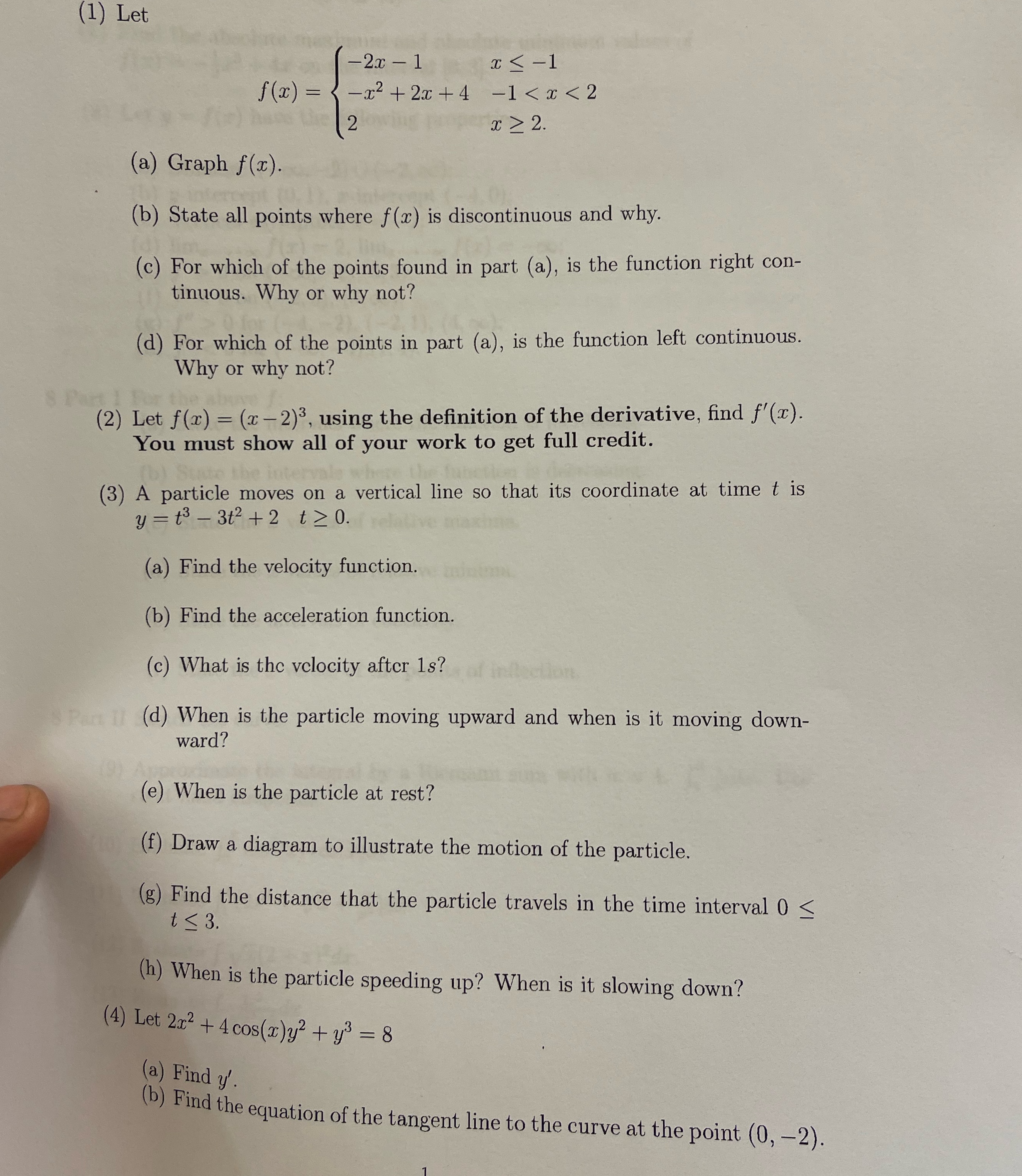 (1) Let f@) (a) Graph f (c). + 28 4 4 2