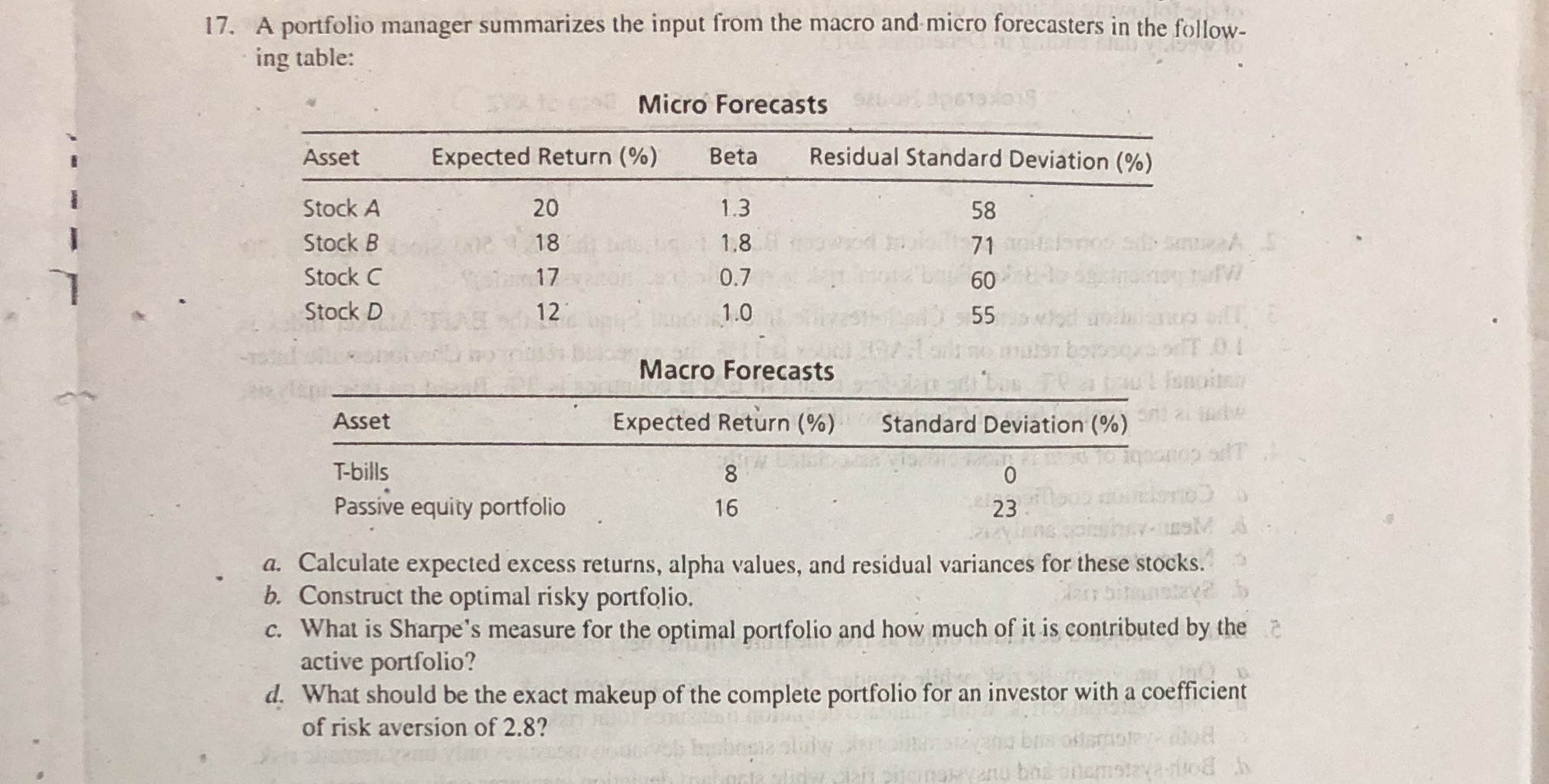 input from the macro and micro forecasters in the follow- ing table: