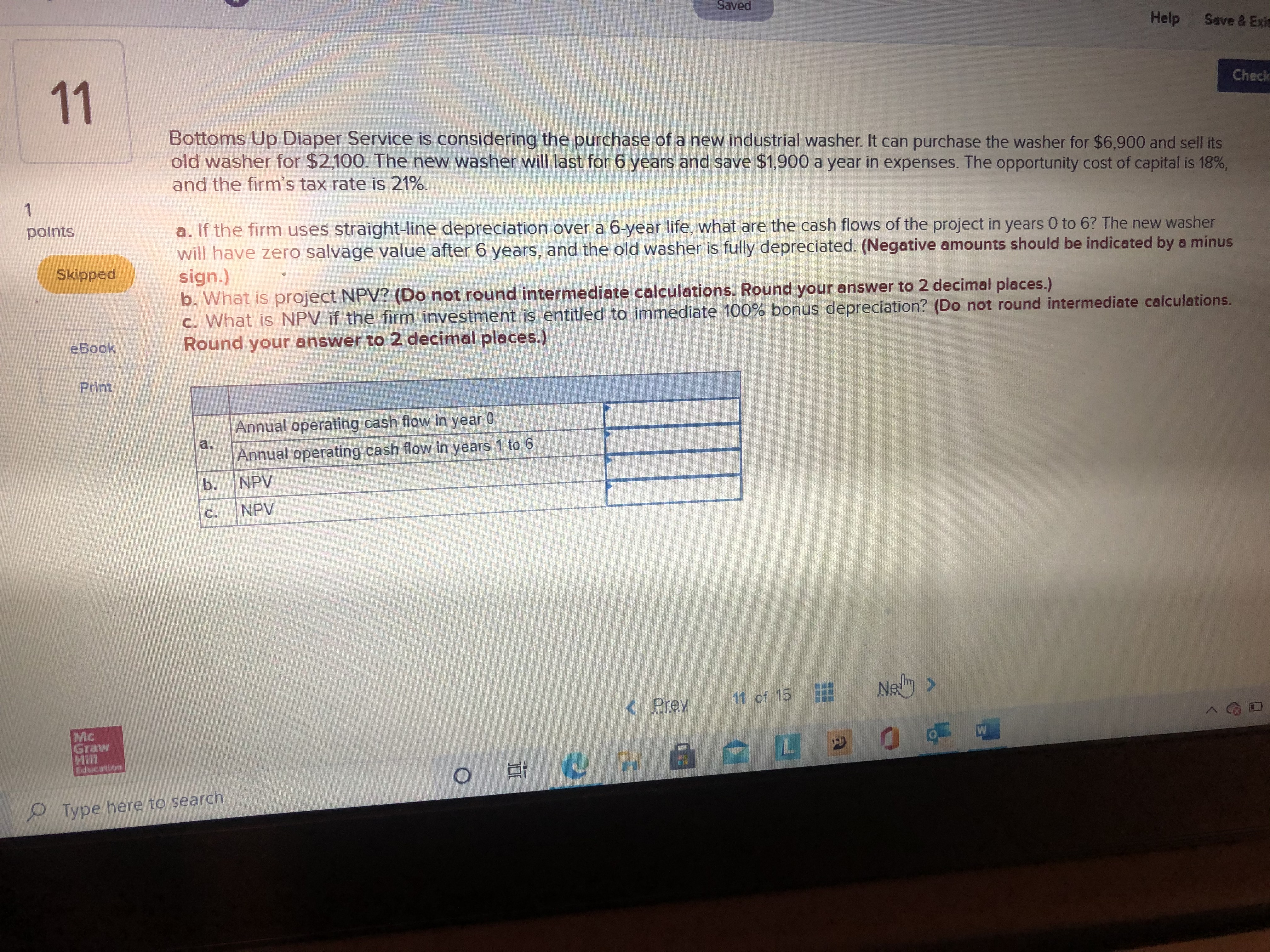 for $2,100. The new washer will last for 6 years and save