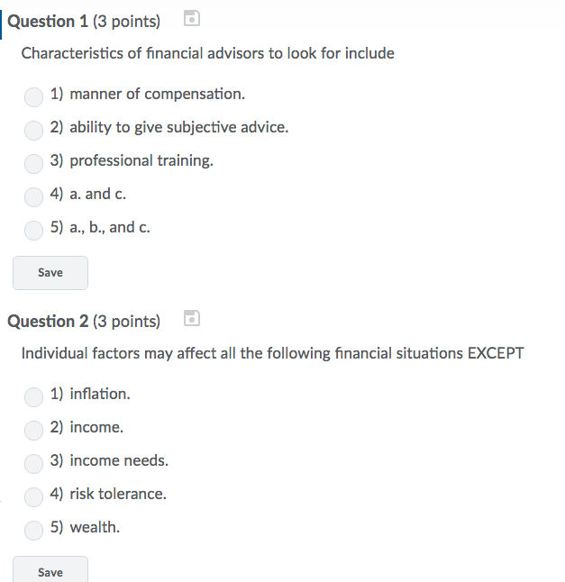 wealth. Save :I.|'|.' - Question 3 [3 points] 1 Your career choice