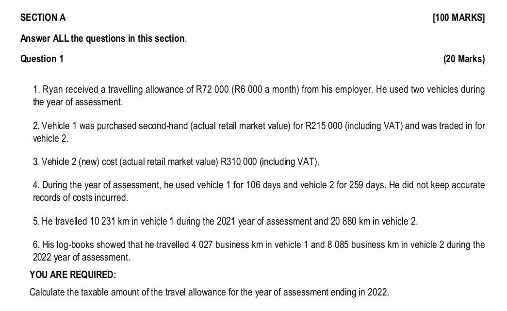  A Answer ALL the questions in this section. Question 1 [100
