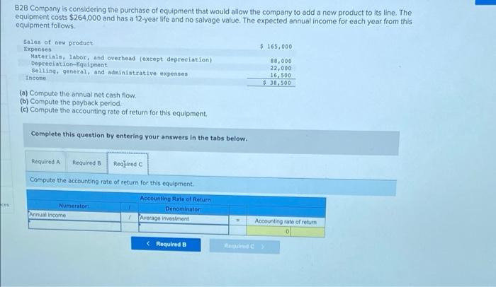 of equipment that would allow the company to add a new product
