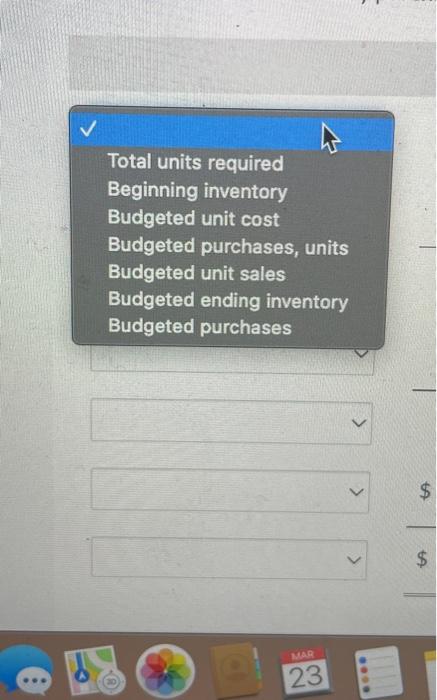 preparing the master budget. The sales manager has given Richard the following