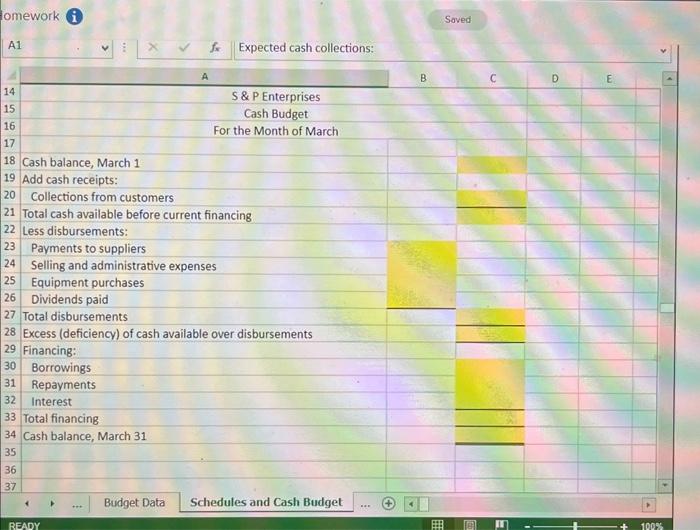 and Payments to suppliers. Use the information included in the Excel Simulation