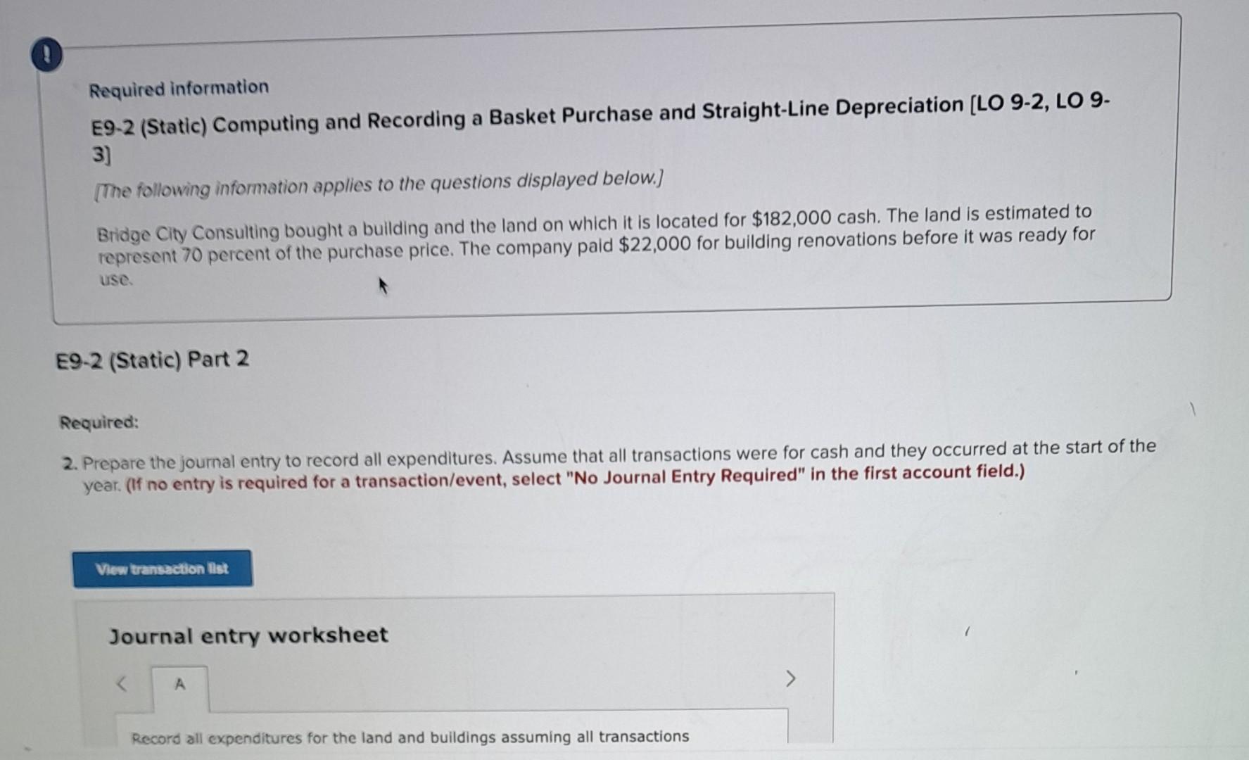  Required information E9-2 (Static) Computing and Recording a Basket Purchase and