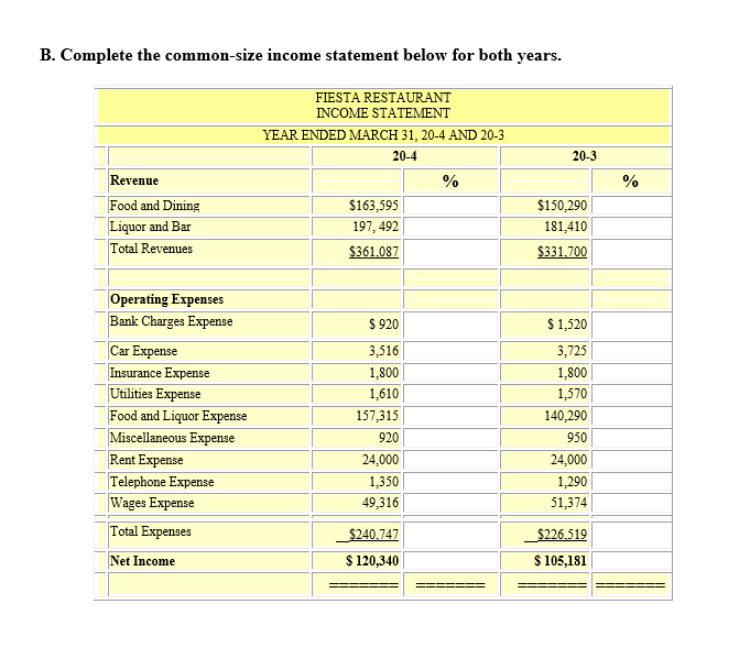 table below, complete the two additional columns for 1) Dollar Increase or