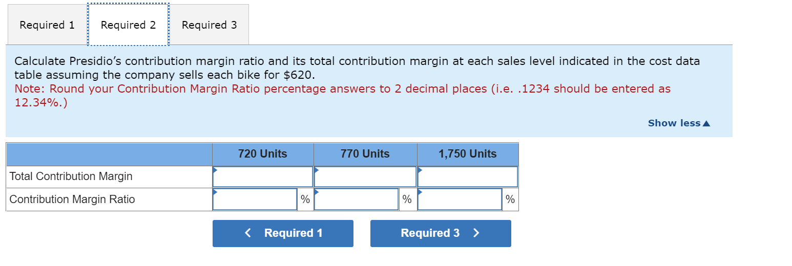 Ratio, Calculating Profit [LO 5-1, 5-5] Presidio, Incorporated, produces one model of