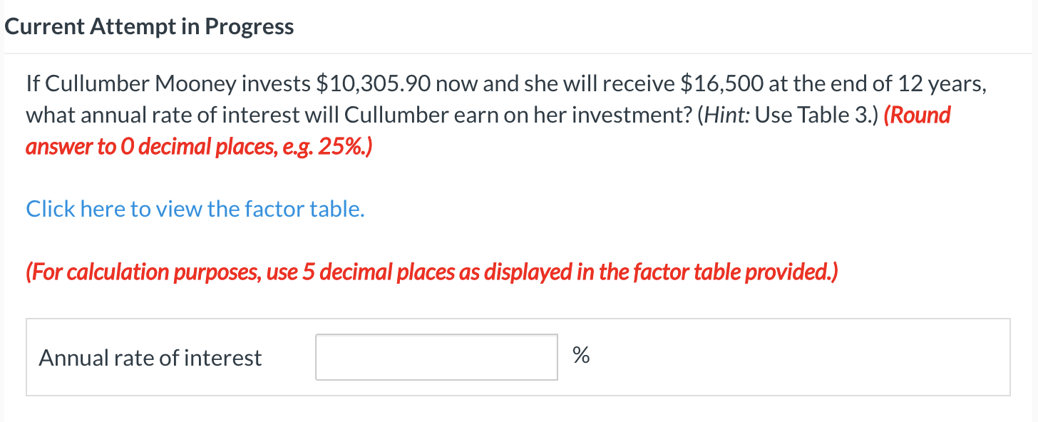  Current Attempt in Progress If Cullumber Mooney invests $10,305.90 now and