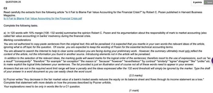  25 C2 6 points Saved Read carefully the extracts from the