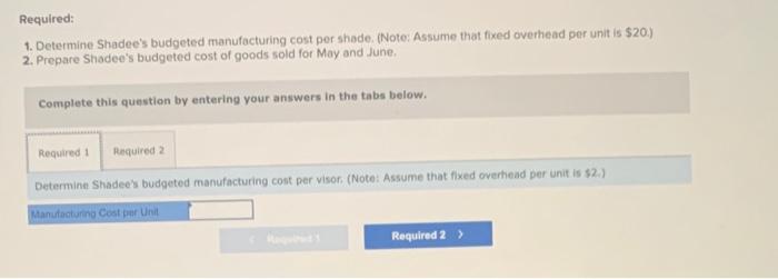 applies to the questions displayed below.] Shadee Corporation expects to sell 600