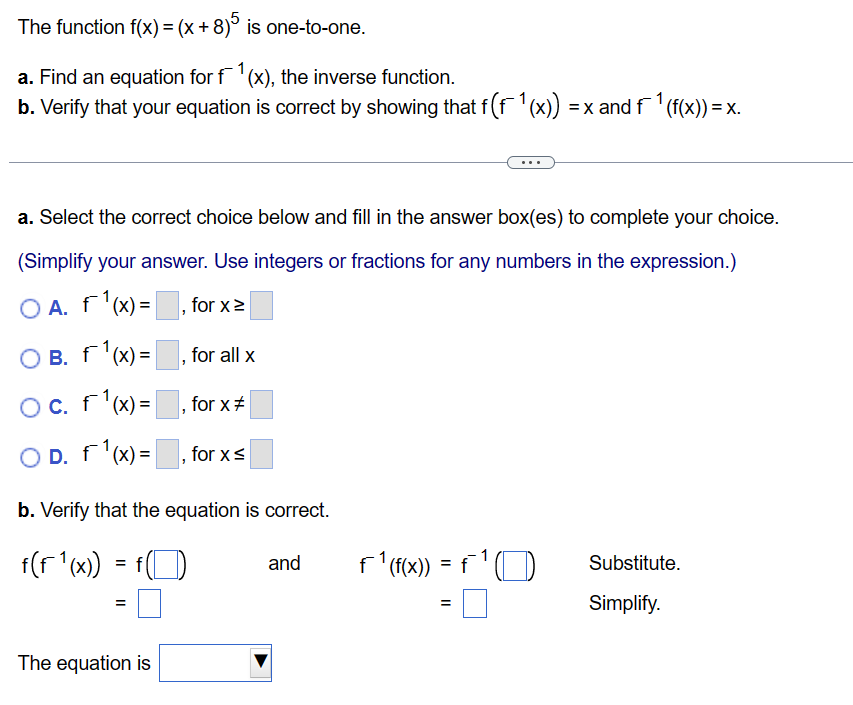 an equation for (x), the inverse function. b. Verify that your equation