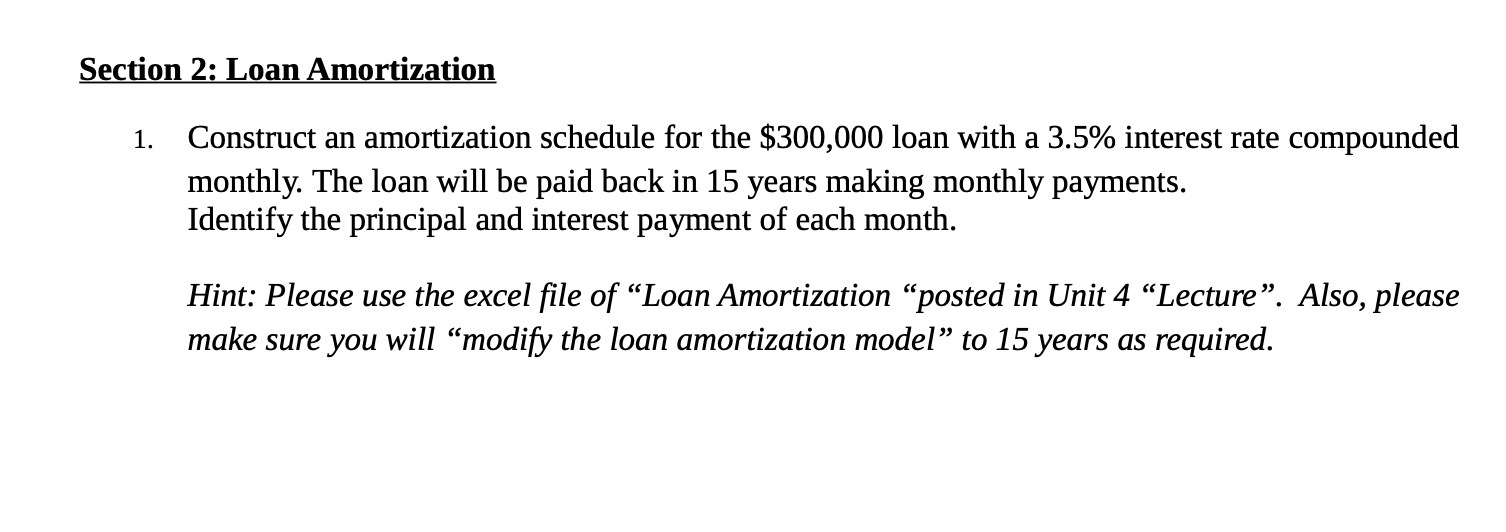 $300,000 loan with a 3.5% interest rate compounded monthly. The loan will