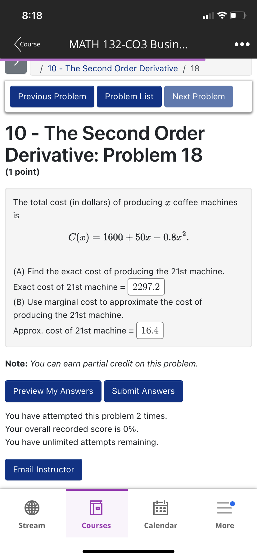 NOTE: When using interval notation that that You use 'INF' for co