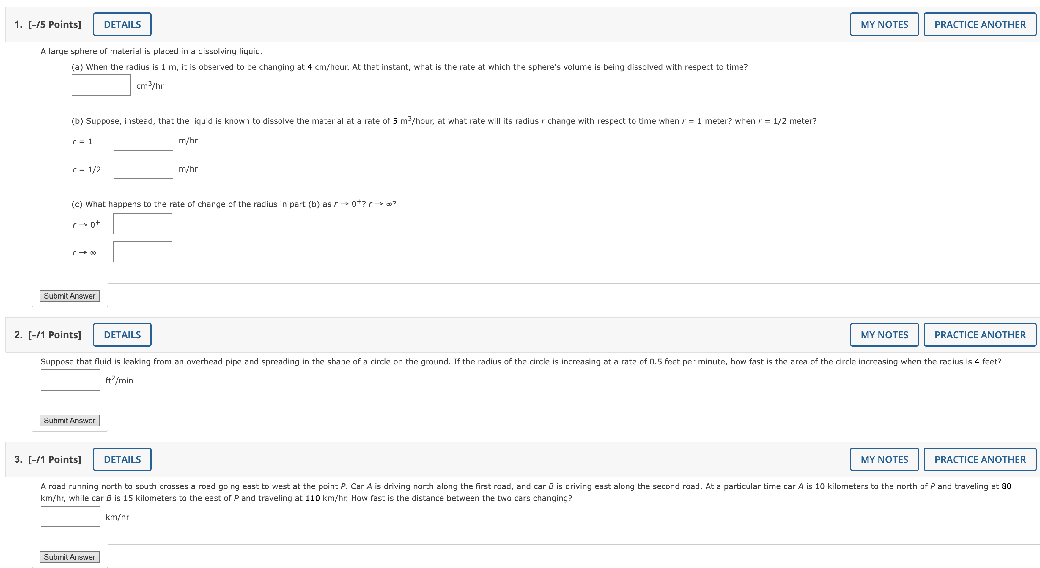  1. [-/5 Points] DETAILS MY NOTES PRACTICE ANOTHER A large sphere