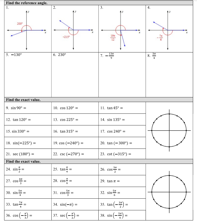 exact value. 9. sin 90% = 10. cos 1209 = 11. tan