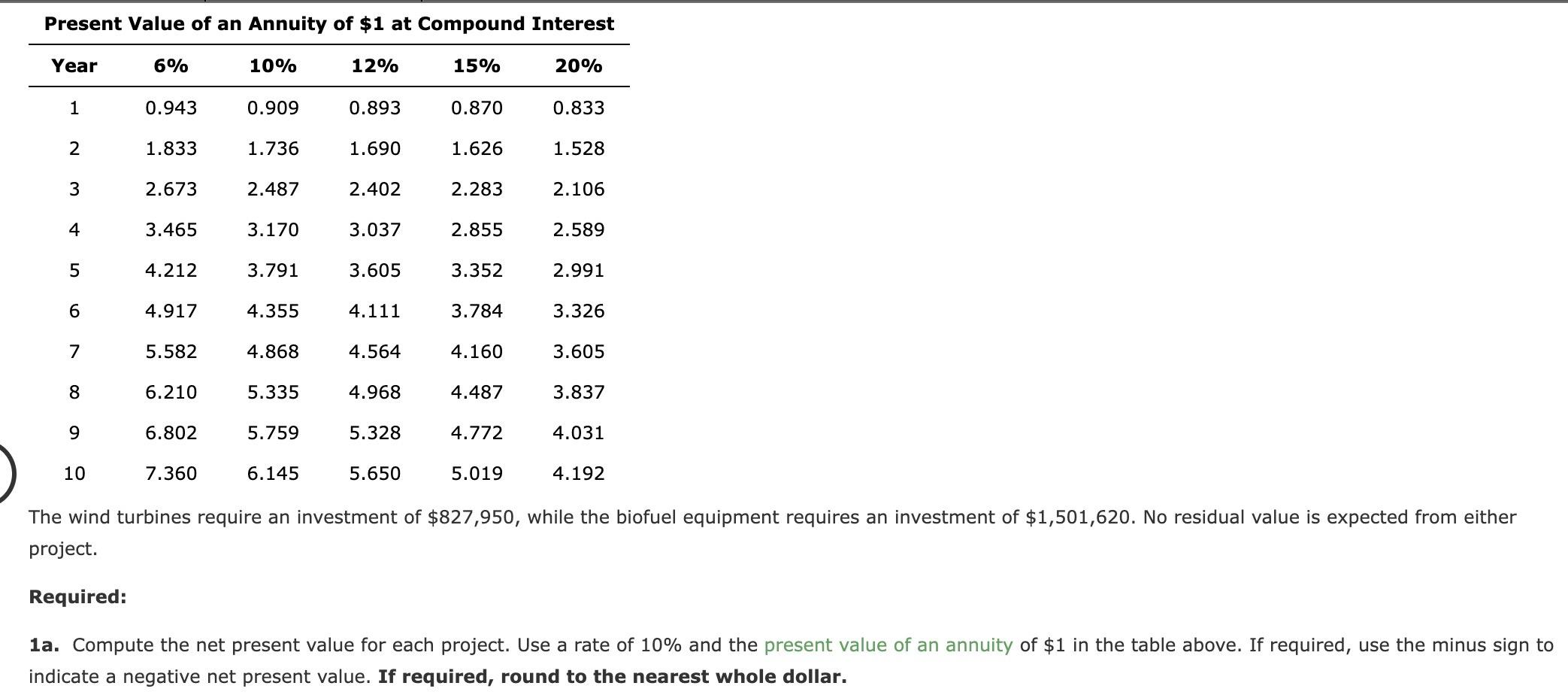 The management of Advanced Alternative Power Inc. is considering two capital investment