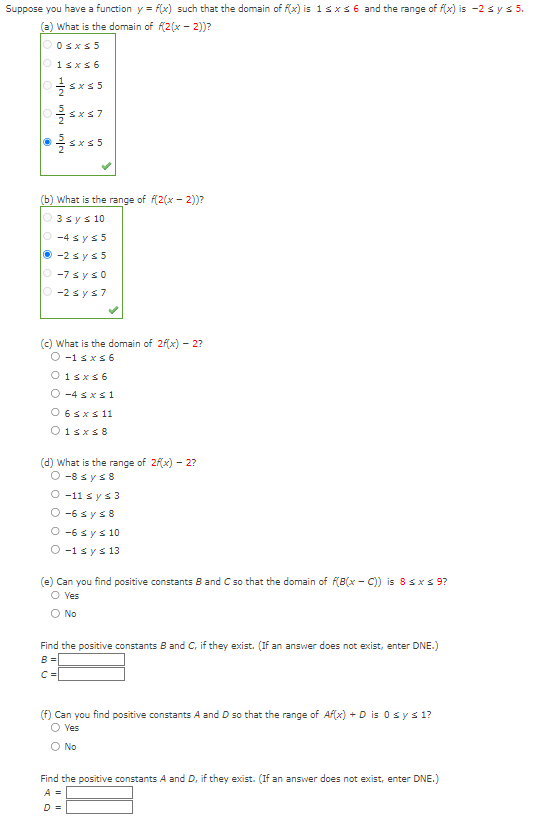 domain of f(x) is 1 s x s 6 and the range