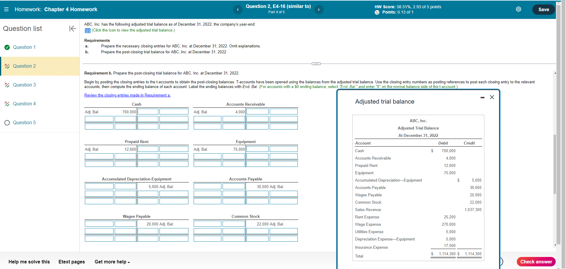  = Homework: Chapter 4 Homework Question list Question 1 * Question