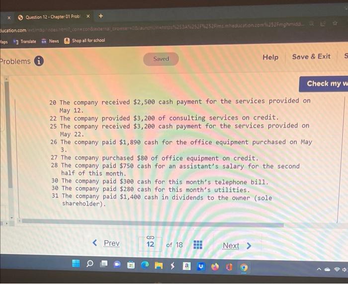 Check my wo Required information [The following information applies to the questions