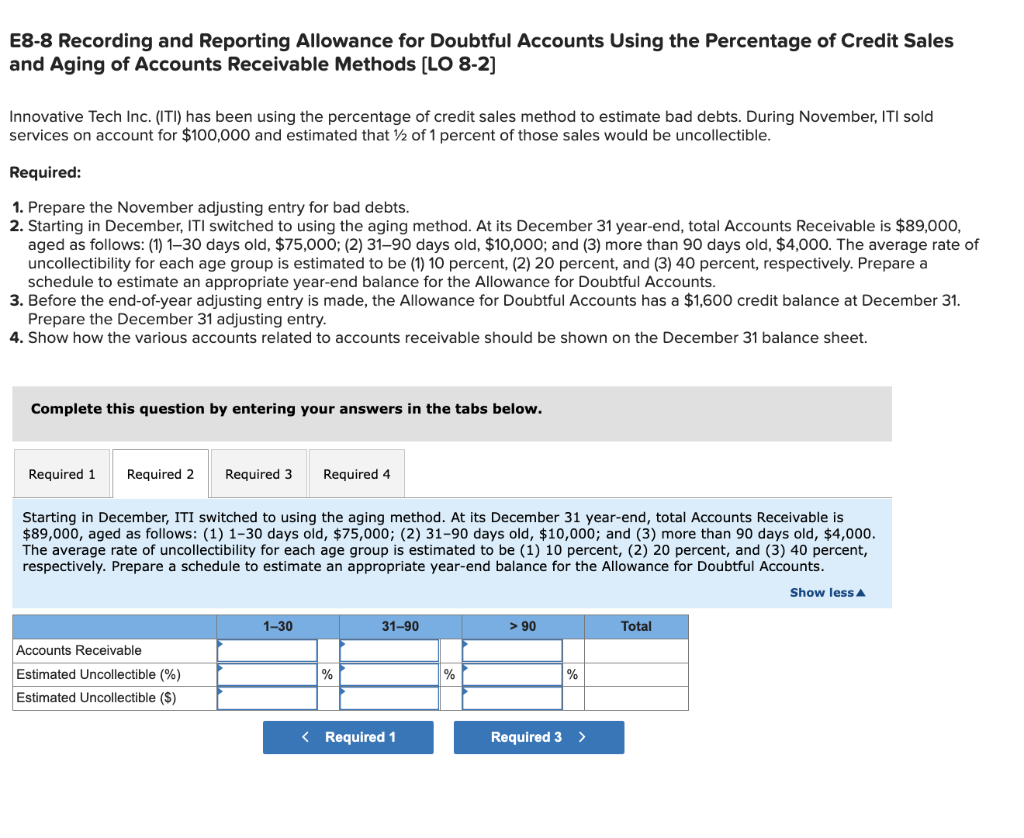 of Credit Sales and Aging of Accounts Receivable Methods [LO 8-2] Innovative