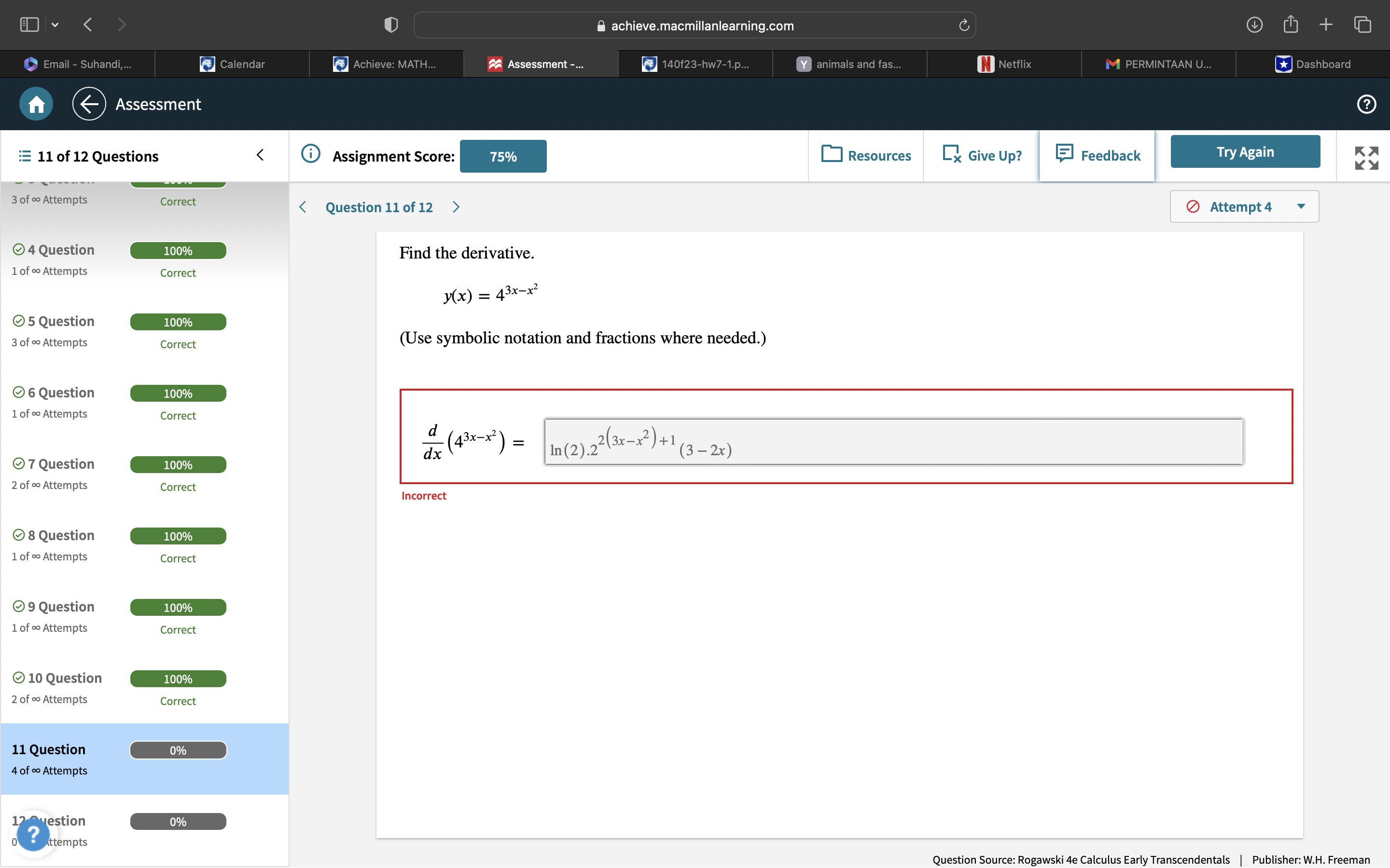  achieve.macmillanlearning.com C + Email - Suhandi,.. Calendar Achieve: MATH.. Assessment -...